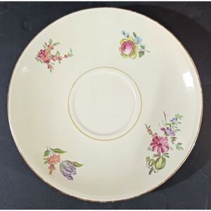 EGGSHELL NAUTILUS SAUCER L47N5 5 3/4"  Pink Purple Flowers Gold Trim